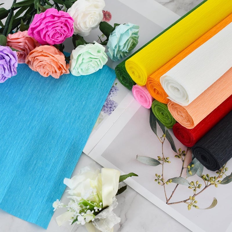 BEISHIDA لفة ورق كريب أبيض، عرض 9.8 بوصة وطول 8 أقدام لورق كريب لصنع الزهور، حفل زفاف، عيد ميلاد، عيد الهالوين، تزيين الحفلات، حرف يدوية (2 لفة) - Image 4